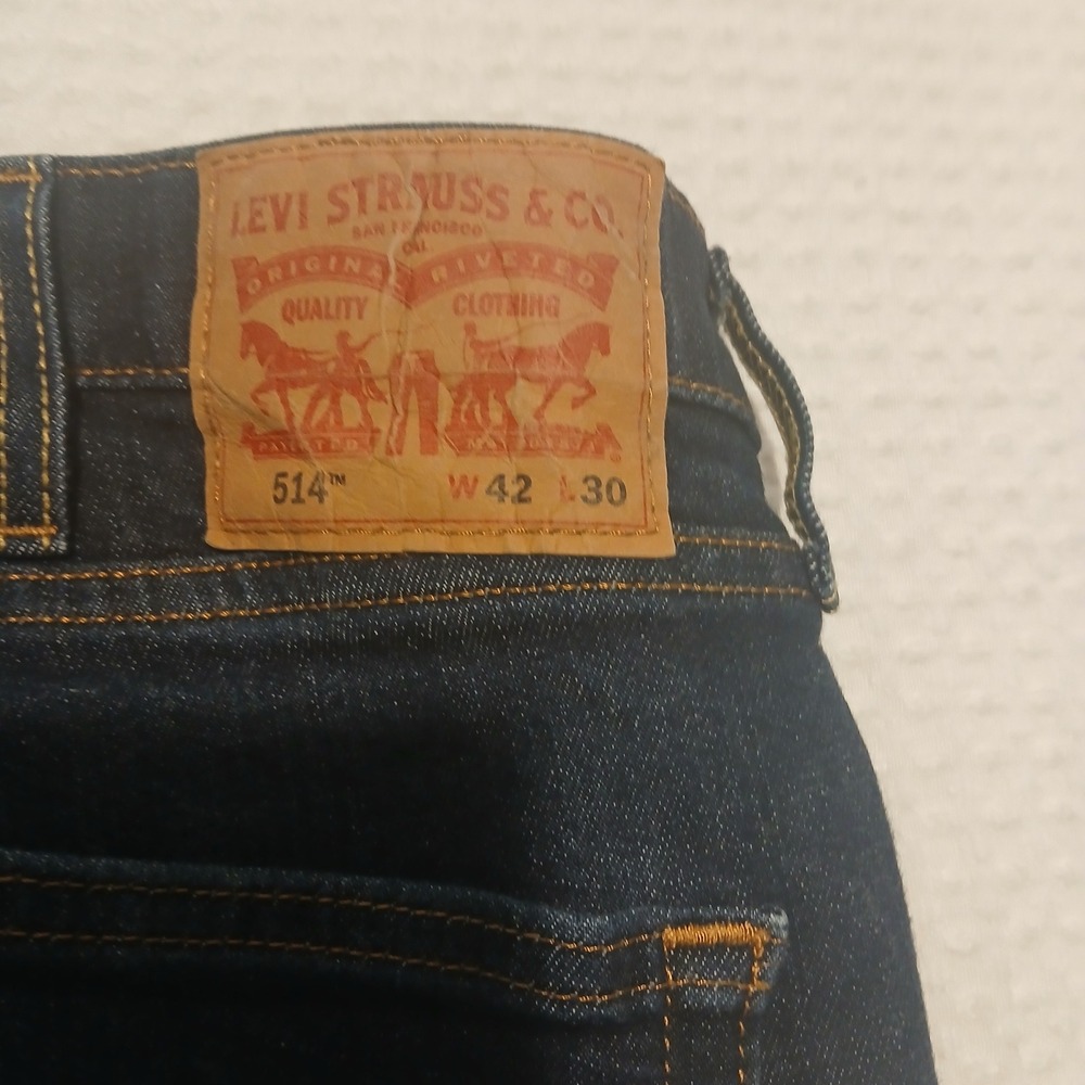 Levis 514 Straight Fit Dark Wash Denim Jeans Mens 42x30 WaterLess - Picture 4 of 5